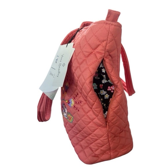 Vera Bradley Disney Bambi Small Vera Coral Tote Bag & RFID Wristlet w/Embroidery - Picture 5 of 14